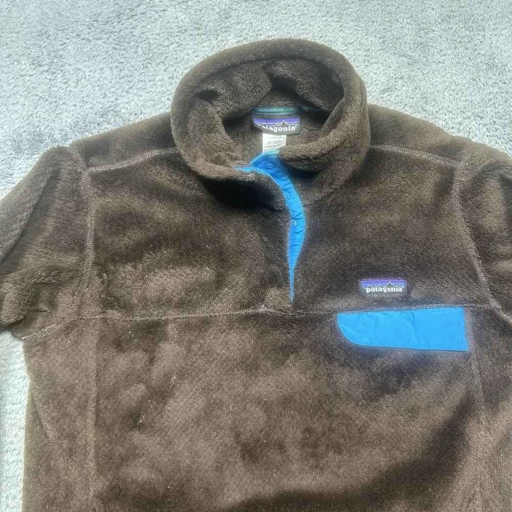 Patagonia Re-Tool Snap-T Pullover Women's L Brown Polartec Fleece Pocket Sweater